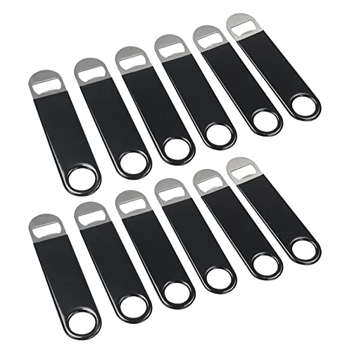 Morcte 12 Pack Heavy Duty Stainless Steel Flat Bottle Opener, Beer Bottle Opener for Bar, Restaurant, Kitchen, Black