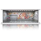 Saichotoy Display Case for Hot Wheels: Stackable Parking Garage Display for Matchbox 1/64 Scale Toy Car, Foamboard Storage for Monster Trucks with LED Light and Acrylic Cover, Shattering World