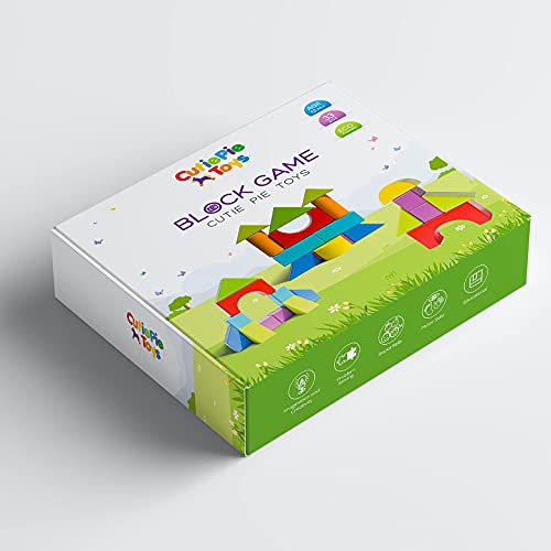 Cutie Pie Toys Blocks Stacking Game, 3D Puzzle And Problem Solving, 20 Pattern Activity Cards, 13 Shapes, For Toddlers & Preschoolers, Ages 1+ #TOP3