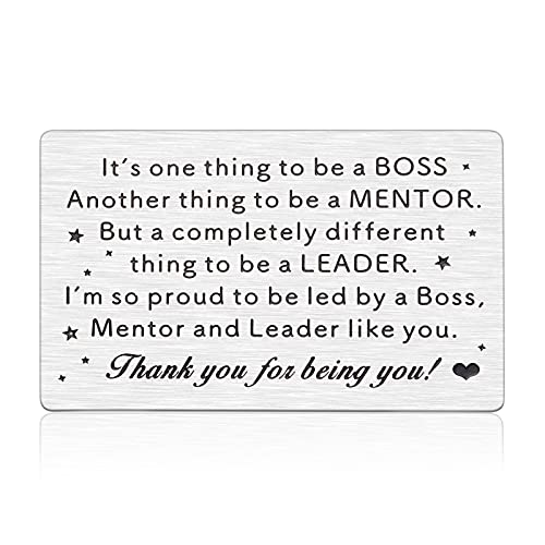 Boss Metal Wallet Card Insert Gifts for Boss Lady Friend Women Men Office Employee Appreciation Coworker Leaving Retirement Thank You Mentor Manager Boss Day Birthday Christmas Gift from Colleague
