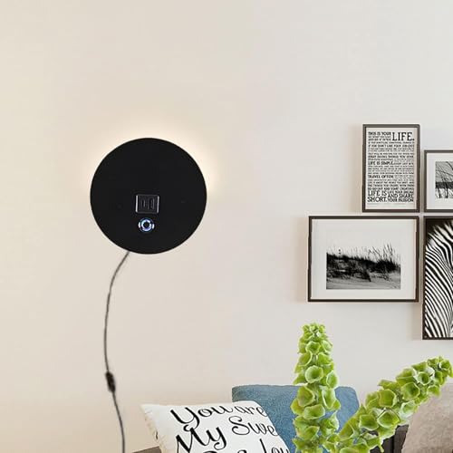 Aplique de pared LED regulable con interruptor táctil y puerto USB