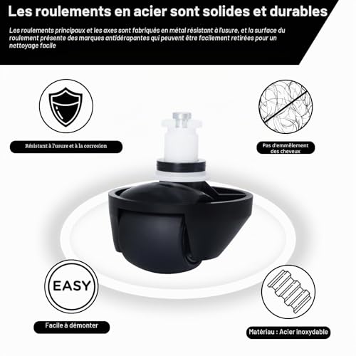 Fixbetter Roue Avant silencieuse, Silent Wheel, Roue Avant, Pneu pour Dreame D9 Max/D9 Max Gen 2/X40 Ultra/X40 master/L40 Ultra/X30 Ultra/L10s Plus/L10s 1Pro Ultra Heat/L10s Pro Ultra/L10s Pro Gen2 – vue 3