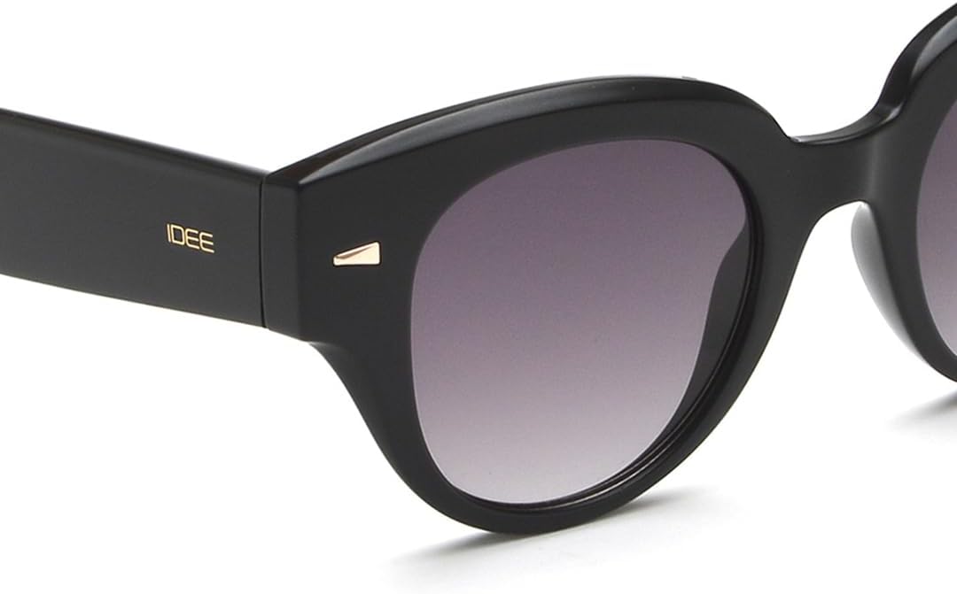 IDEE 100% UV Protected Sunglasses for Women with Black Polycarbonate Frame Size Small with Grey Lens