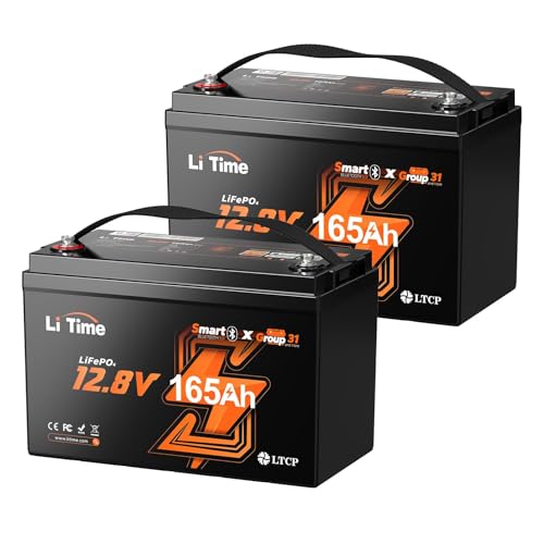 Image of Litime 12V 165Ah Group 31 LiFePO4 Lithium Battery for RV Marine Boat(2Pack)
