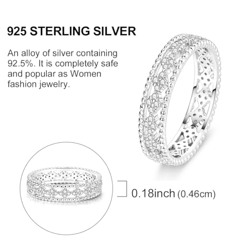 LAZA 925 Sterling Silver Ring for Women, Engagement Ring Personality Rings Cute Rings Entwined Line Cubic Zirconia Rings Simple Stackable Finger Rings Size 6-93