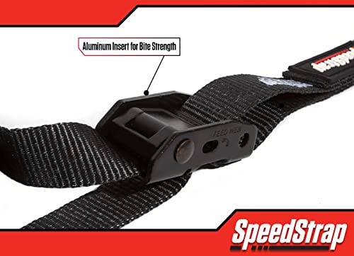 SpeedStrap Amarração preta resistente de 2,54 cm x 25,4 cm com ganchos em S e gravata macia. Ideal p