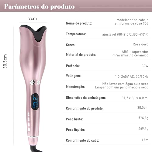 Modelador de Cachos Automático, Compatível com Faixa de Tensão de 110 a 240 Volts BY908