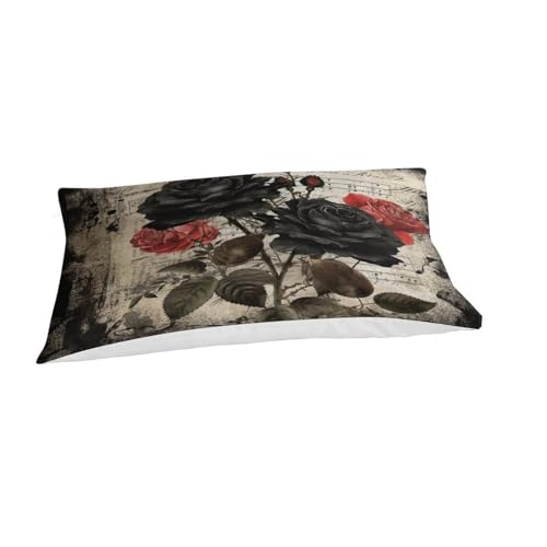 Funda nórdica de rosa negra microfibra cama individual 135x200 con fundas de almohada 6