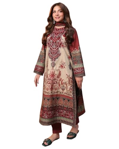 Image of ANNI Designer Women's Rayon Viscose Printed Straight Kurta Pant Set with Dupatta | Full Length Kurti | Bell Sleeve | Round Neck Ethnic Wear