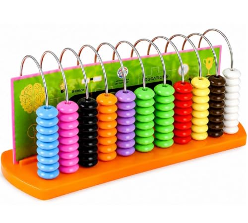 Image of BKDT Marketing Educational Abacus 10 Rods for Kids Early Math Skills for Kids to Learn to Count, Add & Subtract with Colourful Beads - Mathematics Tool kit,Abacus Toys- Festival Gifts,Diwali Gift