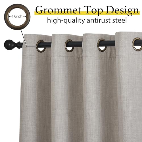 Image of NICETOWN Linen Curtain Valances for Living Room 30 inch Length 2 Panels, Grommet Top Light Blocking Room Darkening Curtains Thermal Insulated Window Tiers for Barhtoom Window, Angora, W50 x L30