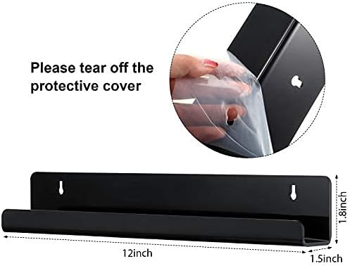 Jetec 8 Pieces Vinyl Record Holder Wall Mount Acrylic Record Shelf Storage Frame for Display Listening Records Collection and Decoration (Black)