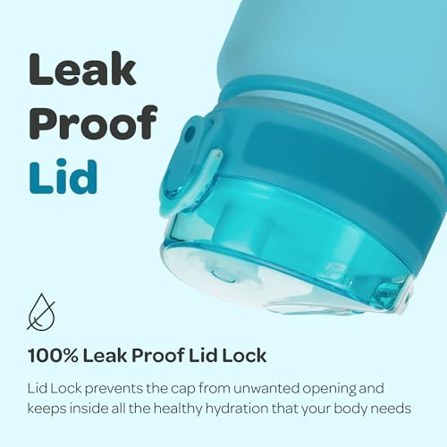 Hydracy Water Bottle with Time Marker - 500 ml 17 Oz BPA Free Water Bottle - Leak Proof & No Sweat Gym Bottle with Fruit Infuser Strainer - Ideal for Fitness or Sports & Outdoors