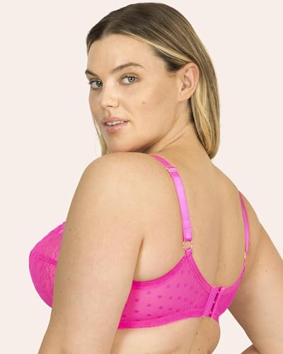 Image of Smart & Sexy Women's Full Coverage Unlined Underwire Bra, Lace & Mesh See Through Bra, Plus Size Lingerie Inspired Retro Bra