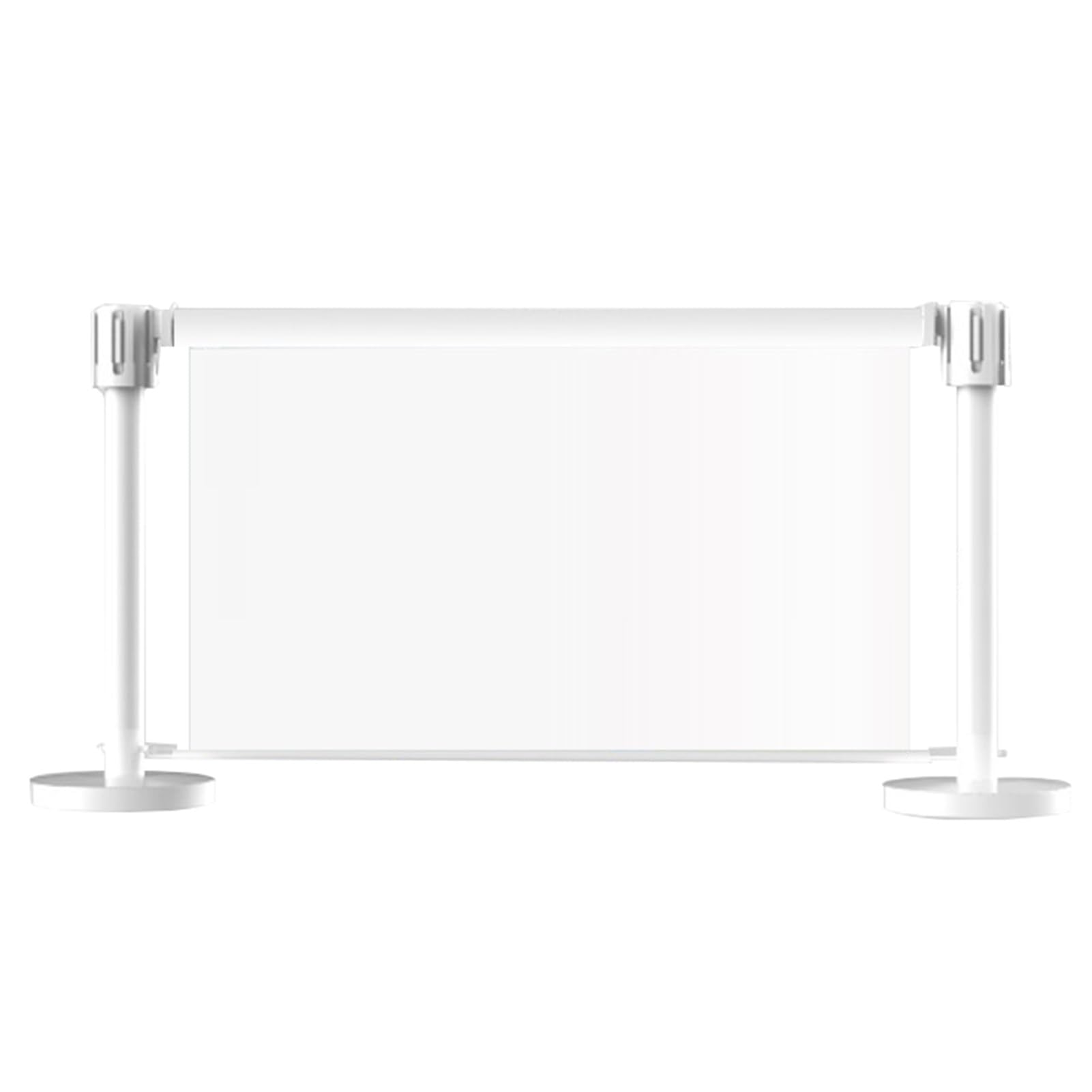 Składany znak bariery bezpieczeństwa, zwijany słupek kontroli ruchu do zarządzania kolejką w garażu, ulicach i na lotniskach, 130 x 90 cm, biały, 1 szt. przenośna osłona bezpieczeństwa