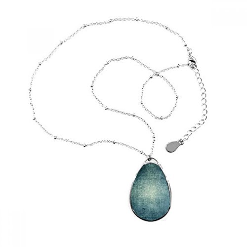 Collier pendentif teardrop gris foncé rétro métal pour homme et femme