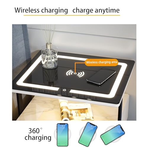 Lampe de chevet tactile avec station de charge et table de nuit connectée à code - 6