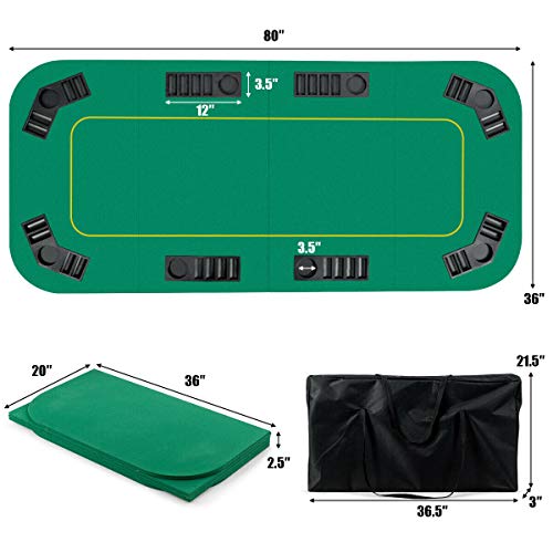 image for Giantex 8 Player Poker Table Top, 80''x36'' Folding Poker Table Top w/