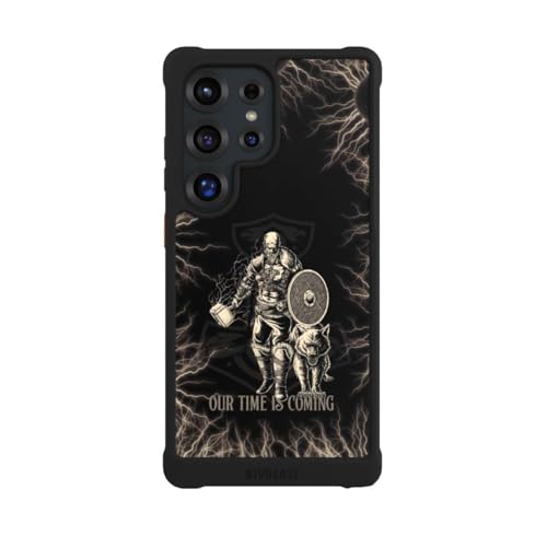 Coque Samsung S25 Ultra MagSafe NIVOmax noire antichoc avec motif de série Viking