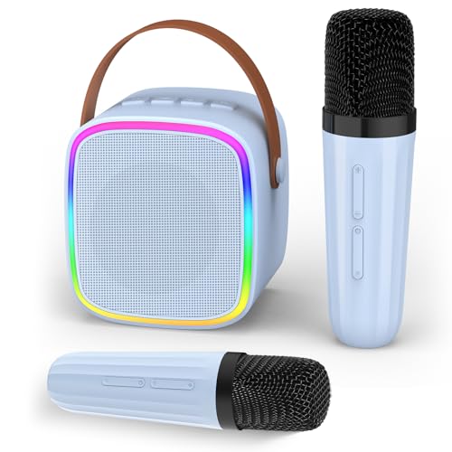 Texpot Máquina de karaoke con 2 micrófonos, micrófono para niños, altavoz Bluetooth inalámbrico portátil para niños y adultos, juguetes de Navidad para niños de 4, 5, 6, 7, 8, 9, 10, 12 años, ideas de