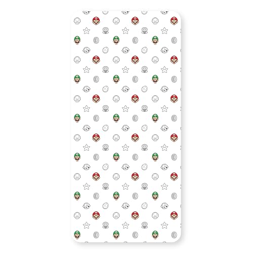 Nintendo Official Single Fitted Bedsheet | Pair Design | Featuring Mario and Luigi | Designed for Single Beds | Soft Polyester with Elastic Edge | Perfect for Kids Bedroom