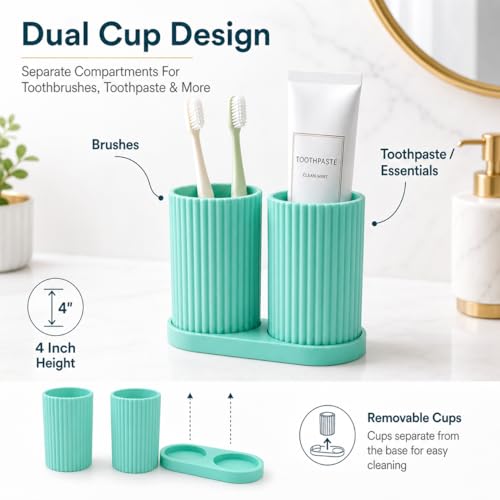 Image of Tooth Brush Holder Bathroom, Brush Holder for Bathroom Organizer, Toothbrush Holder Stand, Brush Stand, Comb Holder, Hostel Essentials for Girls College, Toothpaste Holder (Black)
