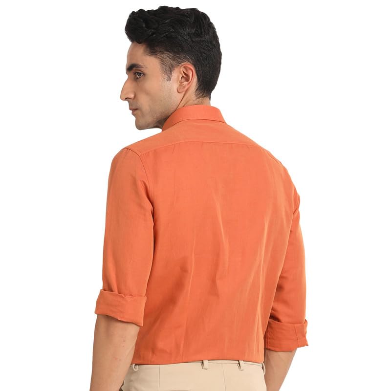 Image of Turtle Men Cotton Linen Slim Fit Solid Formal Shirt