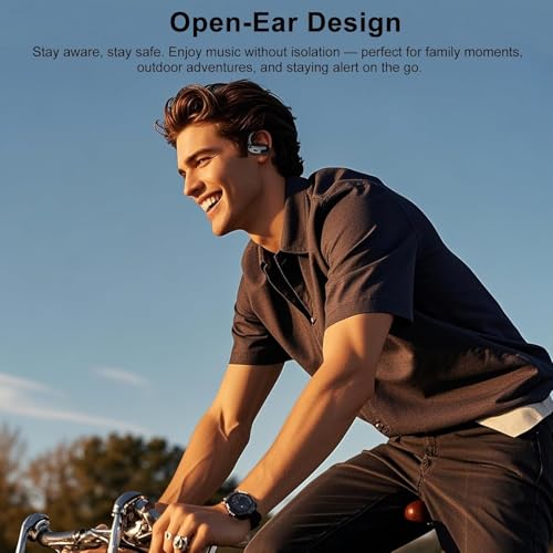 Open Ear Headphones, Bluetooth 5.4 Earbuds, 50H, Air Conduction Ear Buds, HD Stereo Bass Over Ear Earphones with Earhooks, Ultra-Comfort Secure Fit, IPX7 Waterproof Ear buds for Working Sports, Black - Image 6