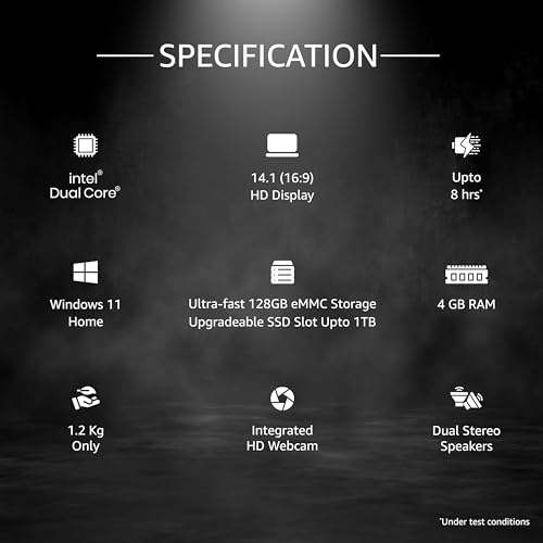 FUTOPIA Ultimus Intel Dual Core ~2.8GHz (4 GB/128 GB EMMC Storage/Windows 11 Home) NU14U3INC43BN-MB Thin and Light Laptop (14.1 inch, Matt Black,... - Image 2