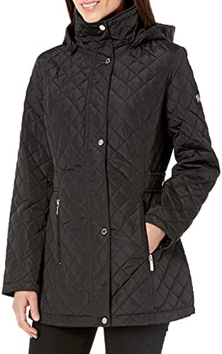 Calvin Klein Women's Mid-Weight Diamond Quilted Jacket (Standard and Plus), Black, 0X