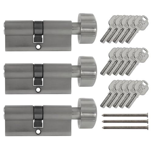Lot de 3 cylindres à bouton KD 70 mm 35/35 à fermeture identique...