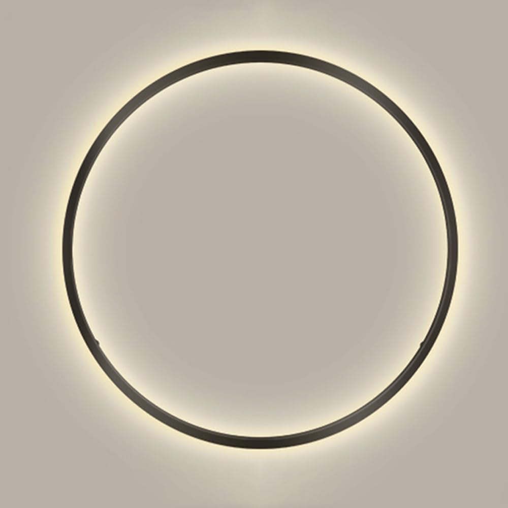 FZQSXAZU Modern Minimalist LED Wall Light, Ultra-Slim Black Ring Sconce with White Acrylic e - Customizable Background Lighting Fixture (Warm Light 6W)