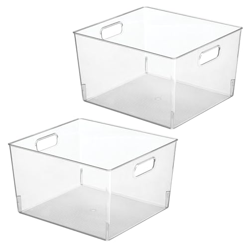 mDesign Deep Plastic Home Storage Organizer Bin for Cube Furniture Shelving in Office, Entryway, Closet, Cabinet, Bedroom, Laundry Room, Nursery, Kids Toy Room - 12" x 10" x 8" Pack of 2 03781MDHS