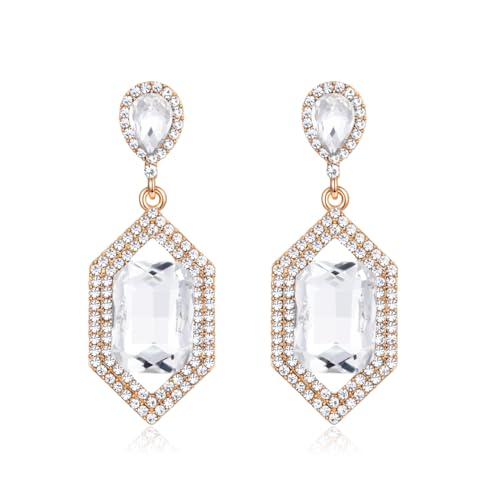 Boucles d'oreilles pendantes vintage aux finitions haute joaillerie et strass