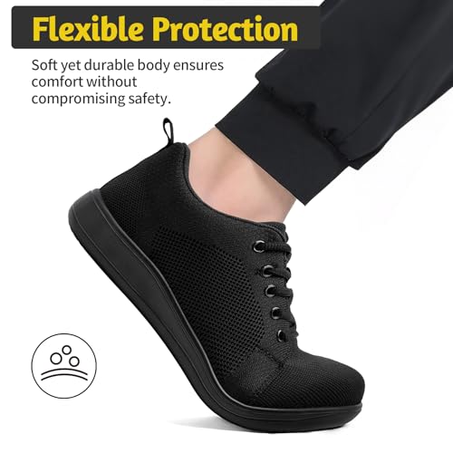 Steel Toe Shoes for Men Non Slip Work Sneakers Safety Tennis Industrial Puncture Proof Construction Comfortable Barefoot Shoes Wide Toe Box Walking 5