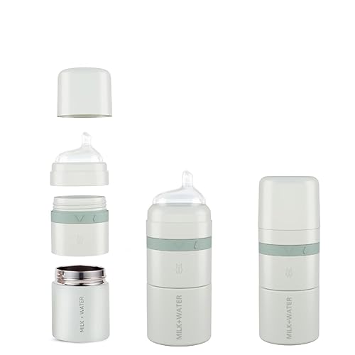 Miniatura 16 de MILK & WATER - Dispensador de biberones y fórmula para bebés todo en uno, 9 onzas, mantiene el agua caliente y la fórmula fresca, biberón para Rosa