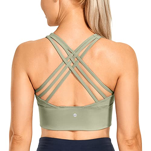 Image of CRZ YOGA Naked Feeling Scoop Neck Sports Bras | Medium Support, Removable Pads, Yoga, Sleek, Longline, Strappy Back, for Women