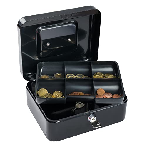 NEU!! SAX Geldkassette 20x16x9 cm, 5 -Fächer-Münzeinsatz, SCHWARZ