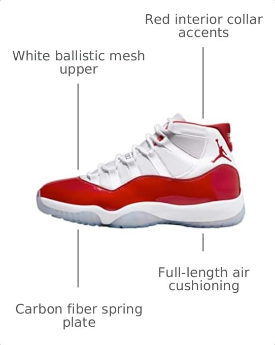 Image of Nike mens air Jordan 11 2021 Basketball shoe, White /Varsity Red-black, 10