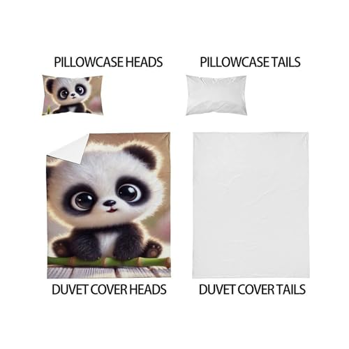 Housse de couette single panda roux microfibre 135x200cm - 5