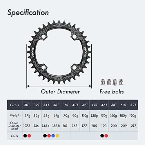 DJC Bike Plato 104mm BCD Redondo/Oval MTB 104BCD 34T para 7/8/9/10/11/12 Velocidades Dientes Estrecho Ancho Aluminio 7075 Super Ligero miniatura 5