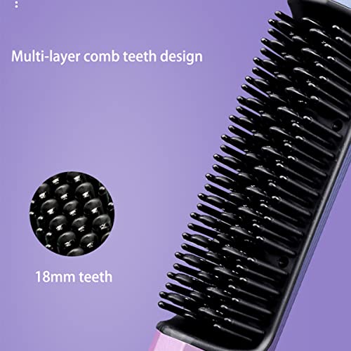 Abhi Portable Cordless Hair Straightening Brush With 3 Levels Temperature Auto-Off Anti-Scald Travel Curler Styler Usb C Typec Rechargeable Electric Wireless Hair Straightener Comb - Blue Purple #TOP5