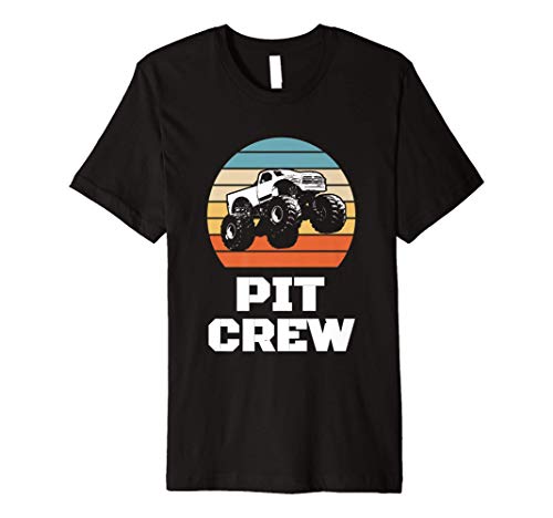 Pit Crew Monster Trucks Happy Sunset Retro Theme Premium T-Shirt Pit Crew Monster Trucks Happy Sunset Retro Theme Premium T-Shirt