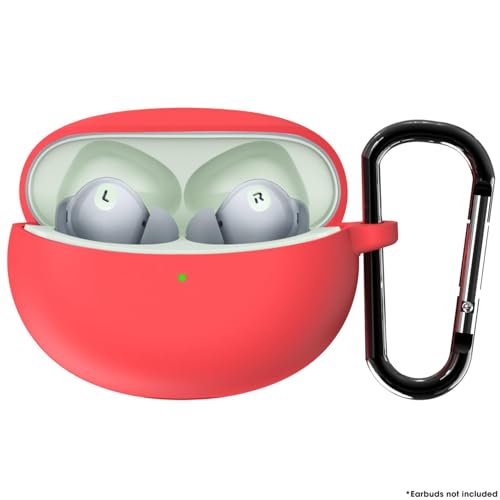 Image of Sounce Earphone Case Cover Compatible for Oppo Enco Air 2 Pro, Soft Silicone Skin Case Cover Shock-Absorbing Protective Case with Keychain [Front LED Visible] (Red)