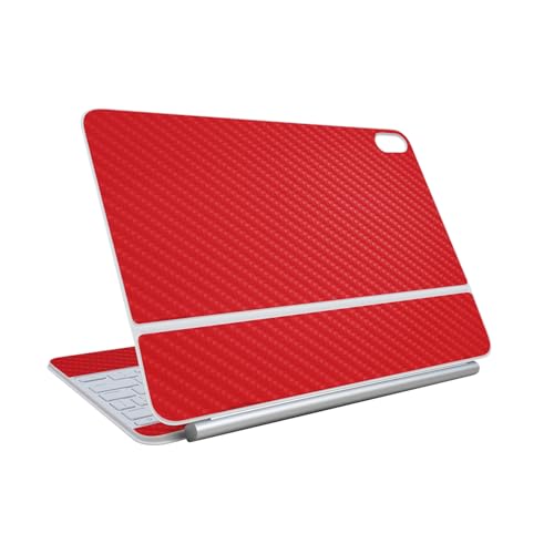 Carbon Fiber Skin Compatible with Apple Magic Keyboard for iPad Air 11-inch (M3) 2025 - Solid Red - Premium 3M Vinyl Protective Wrap Decal Cover - Easy to Apply | Crafted in The USA by MightySkins