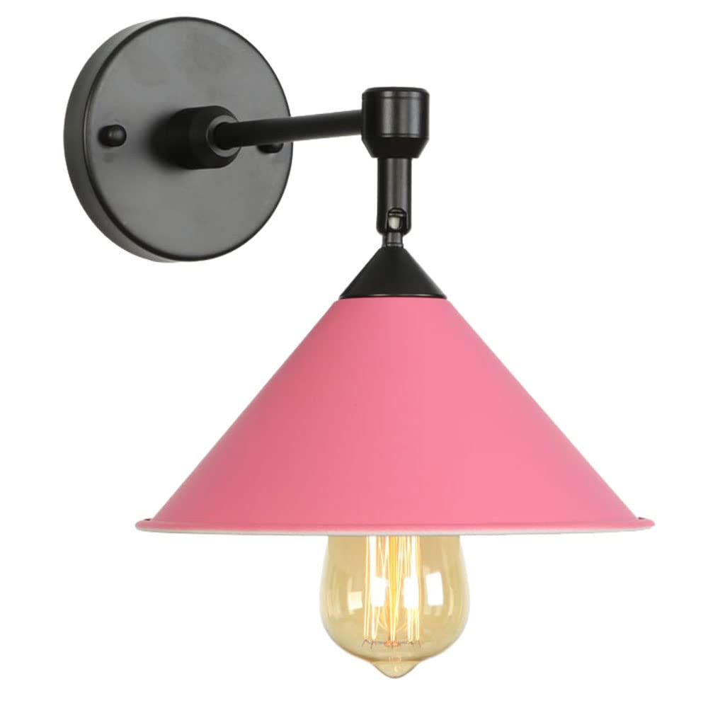 AWEITG Nordic Indoor Wall Light - Retro Metal Sconce for Living Room, Bedroom, and Aisle Decoration E26/E27 Compatible Mount Fixture(Pink,8.6in)