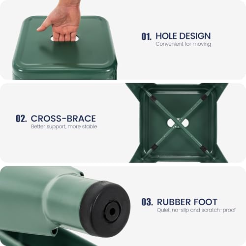 Image of Brage Living 18 Inch Industrial Metal Stools Set of 4, Stackable Classroom Stools, Backless Metal Dining Chairs for Indoor Outdoor, Kitchen Short (Dark Green)