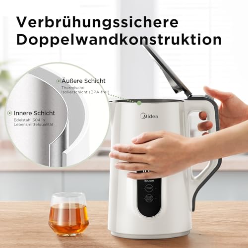 Midea Wasserkocher 1,5 Liter mit Temperatureinstellung und Sicherheitsfunktionen