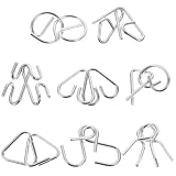 BESTonZON Jeu Casse Tête Métallique 8 Pièces Neuf Anneaux Puzzle Chinois Ancien 5.30X3.00X0.30Cm Ensemble Casse Têtes en Métal pour Adultes Stimulation Logique Et Créativité