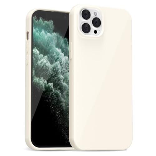 uvcoat for iPhone 11 Pro Max Case Silicone, Glossy Cute Jelly Soft Rubber Gel Protective Plastic Phone Case, Thin Ultra Slim Plain Solid Color Cover for Women, Beige Cream